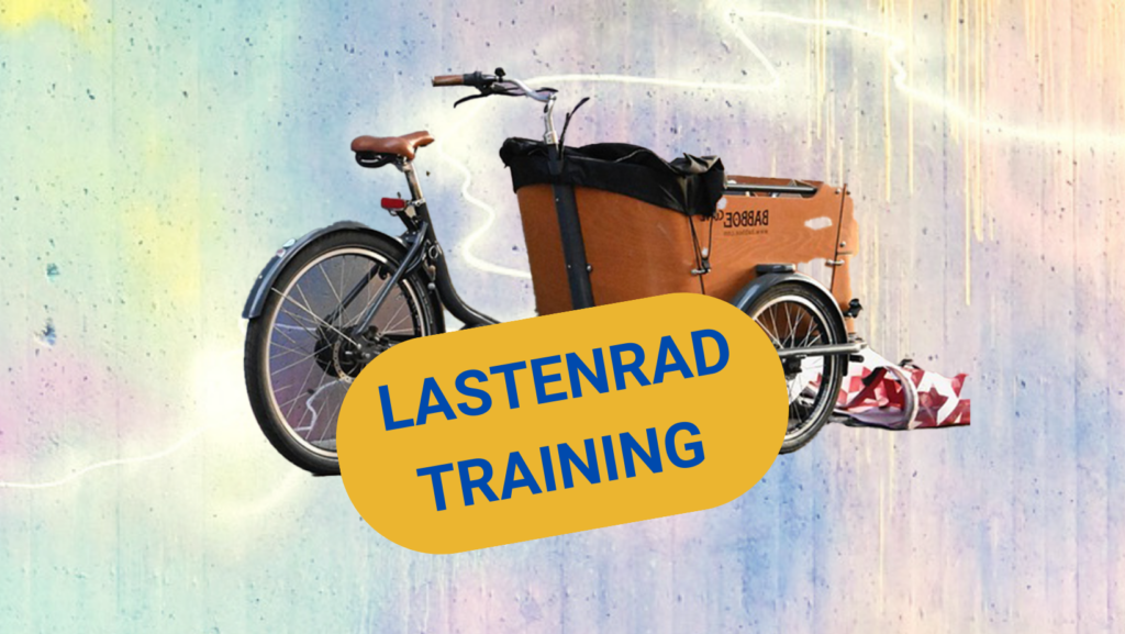 Lastenrad mit Schriftzug Lastenrad-Training